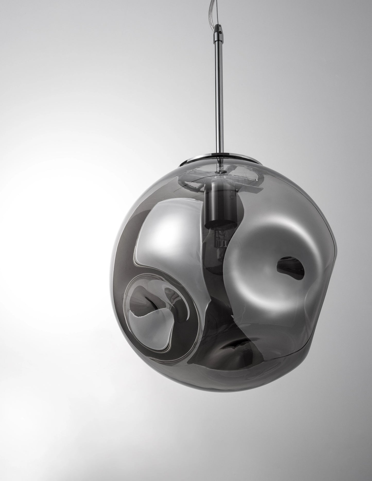 AYA Smoked Metallic Grey Dimpled Glass Single Pendant - ID 14826