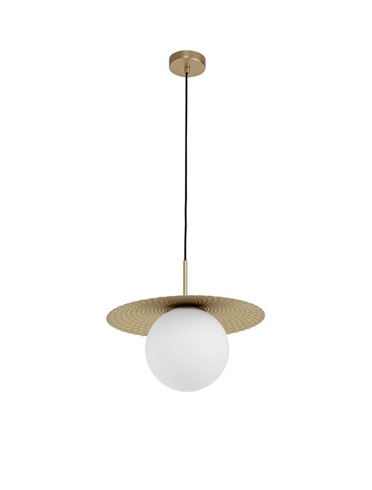 OBB Clear Opal Glass & Gold Finish Pendant - ID 10012 - EX-DISPLAY
