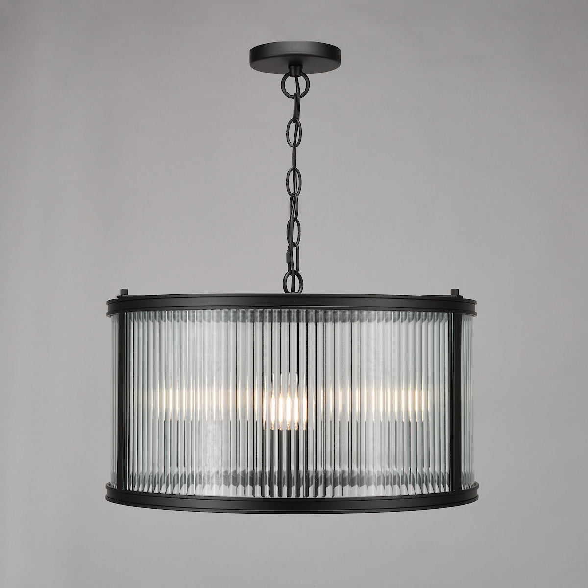 BIA 3 Light Pendant Matt in lack and Ribbed Glass - ID 13465