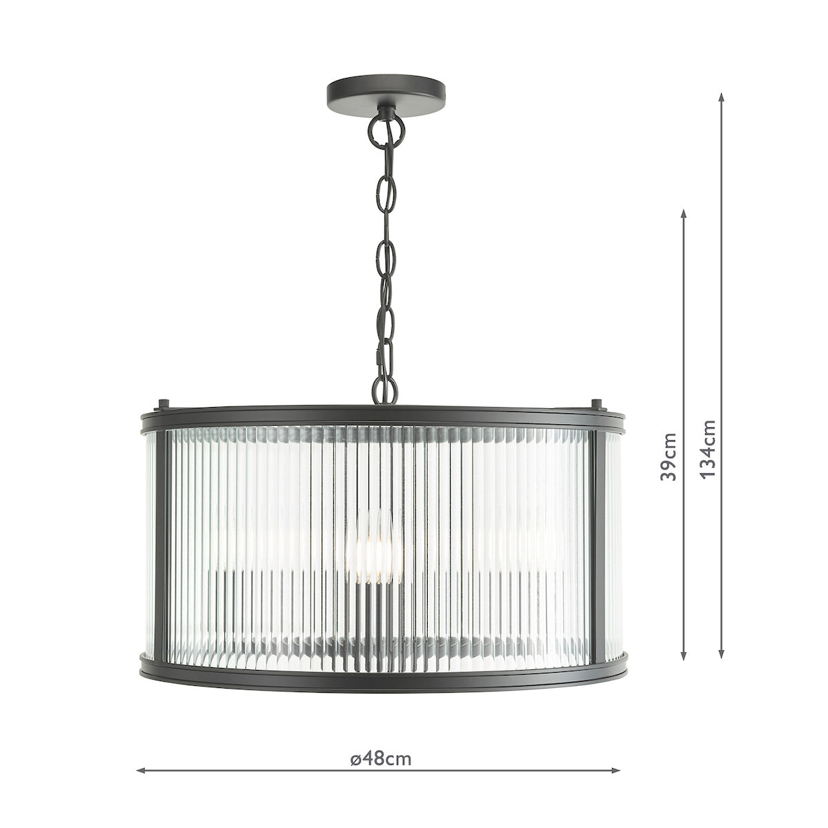 BIA 3 Light Pendant Matt in lack and Ribbed Glass - ID 13465