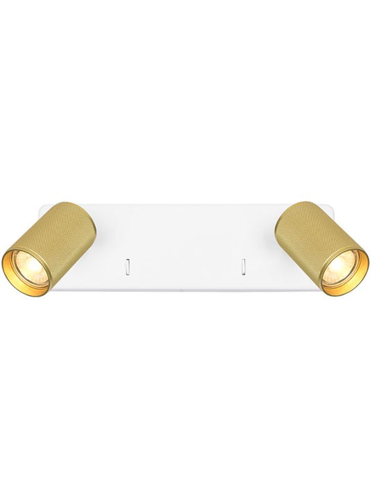 KNO White & Brass Knurled Double Wall Light - 13219