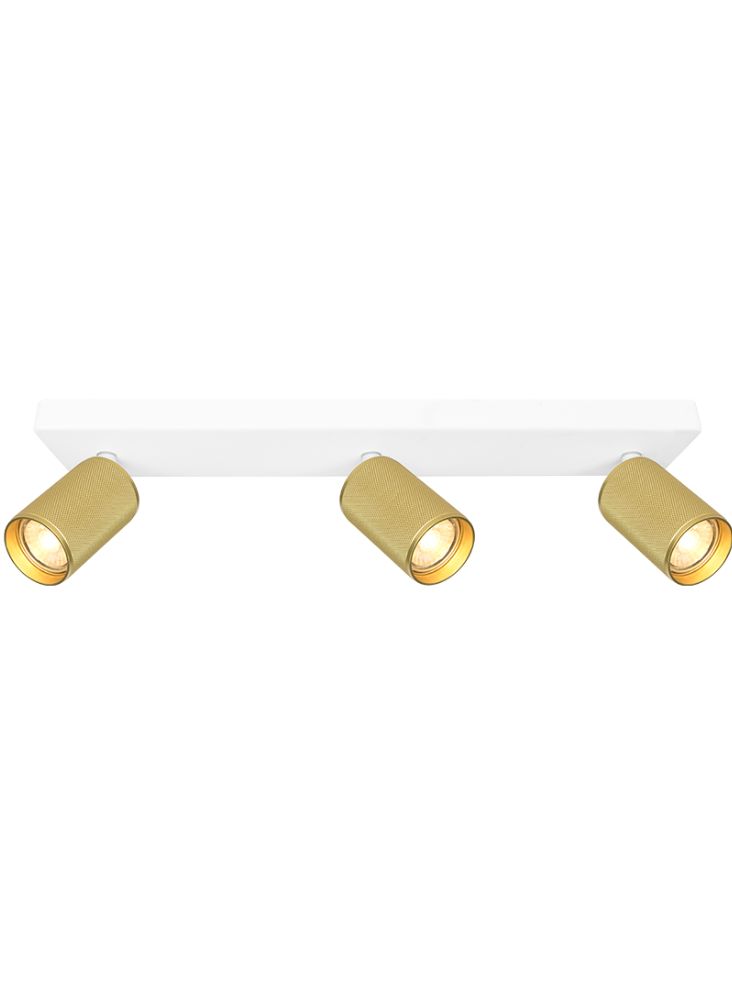KNO White & Brass Knurled Double Triple Wall Light - 13221