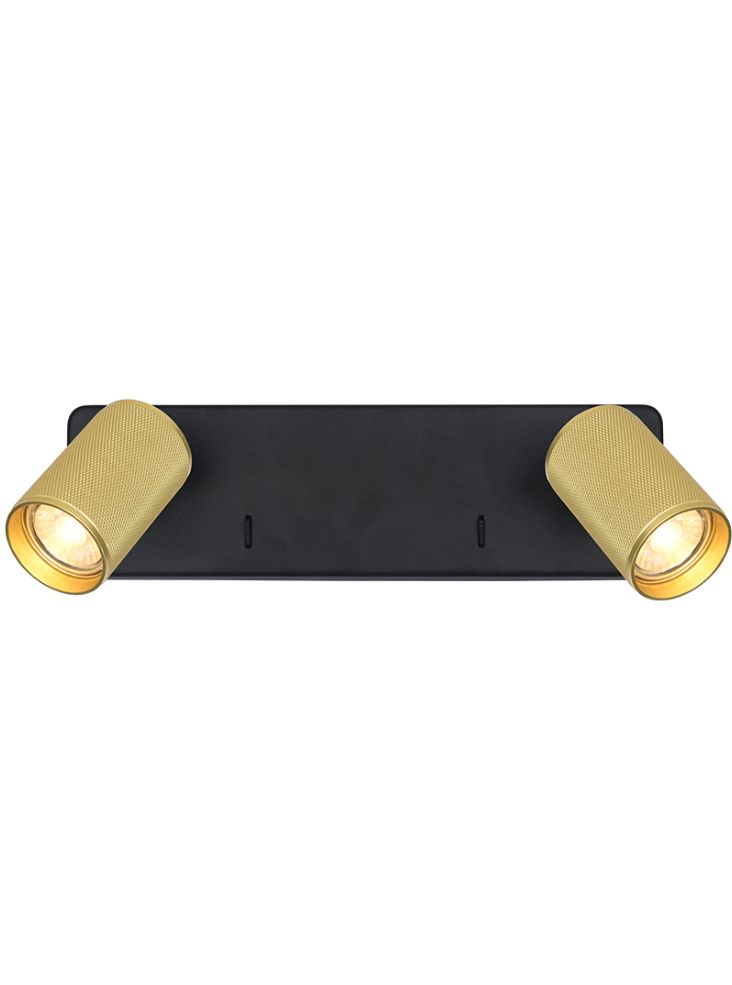 KNO Black & Brass Knurled Double Wall Light - 13212