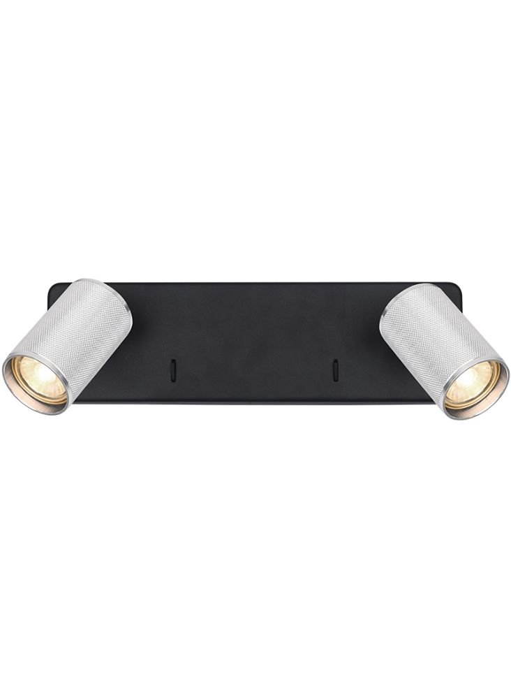 KNO Black & Silver Knurled Double Wall Light - 13213