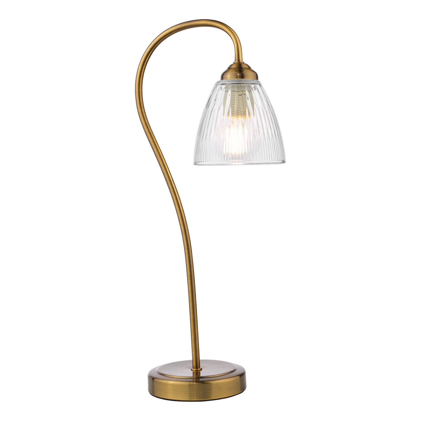 Antique Bronze and Clear Ribbed Glass Table Lamp - ID 13433