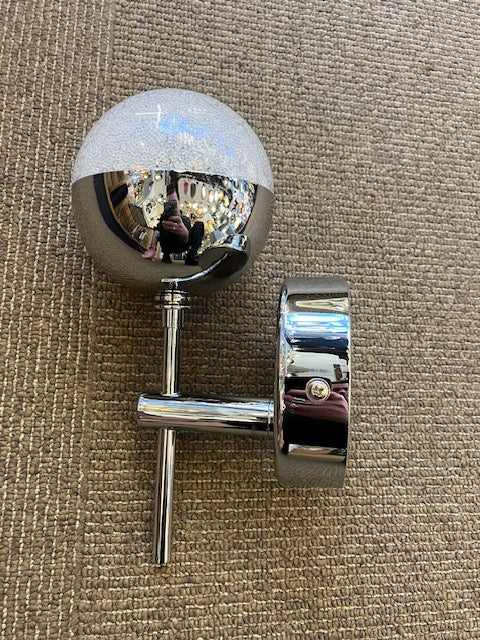 Single Chrome & Crushed Crystal Effect IP44 Wall Light - ID 6237  - EX-DISPLAY