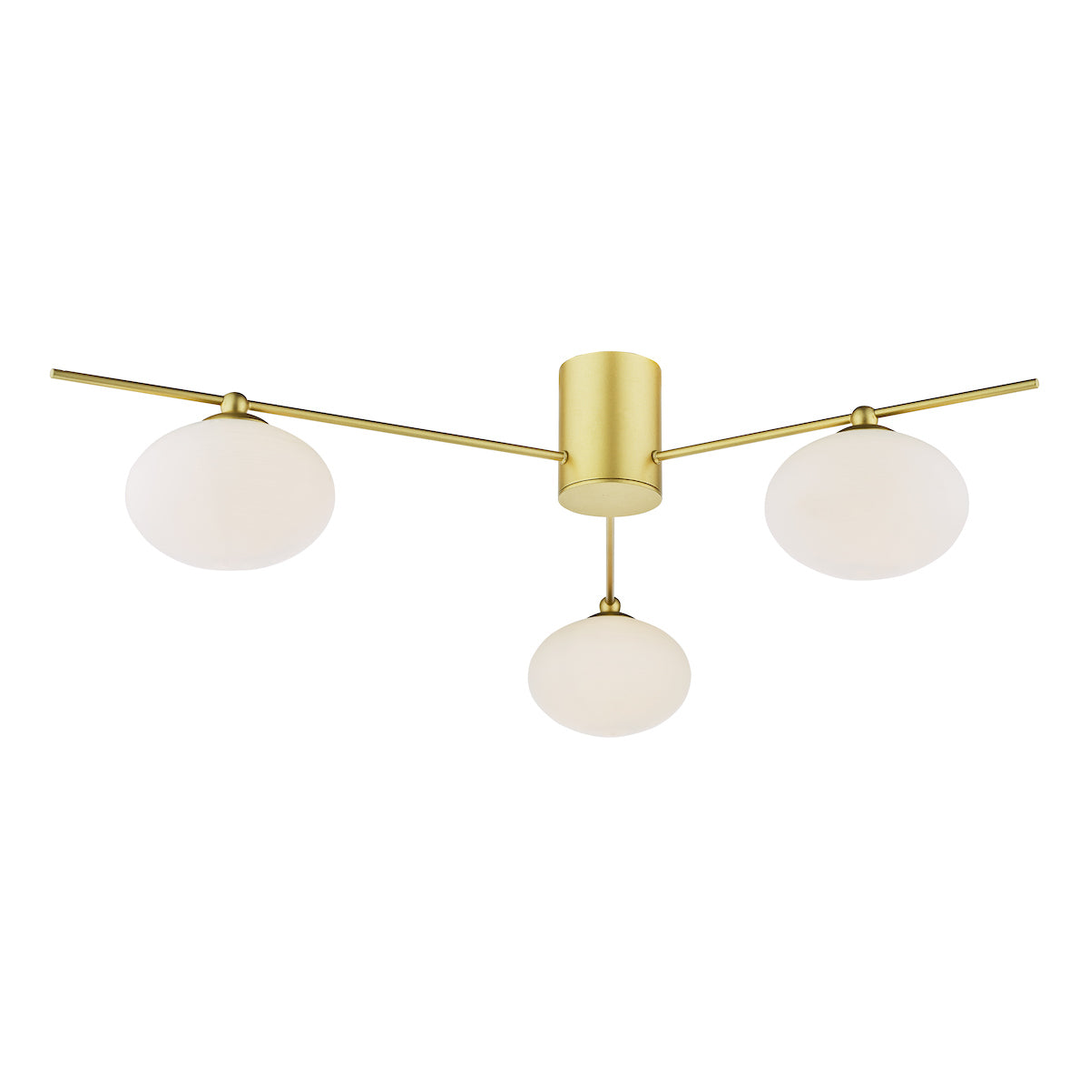 JAS Three Light Semi Flush Ceiling Light In Satin Gold With Opal Glass - ID 13463