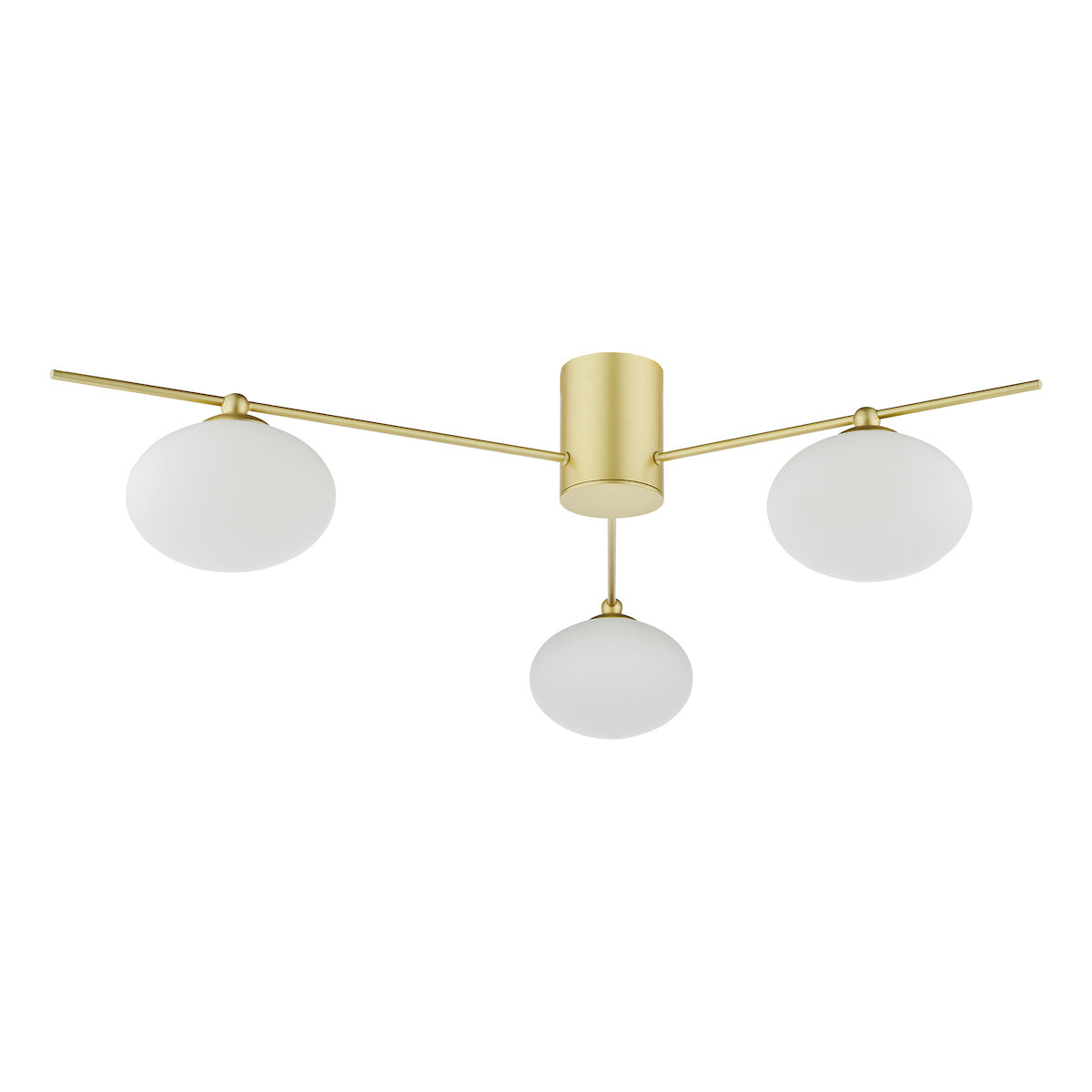 JAS Three Light Semi Flush Ceiling Light In Satin Gold With Opal Glass - ID 13463