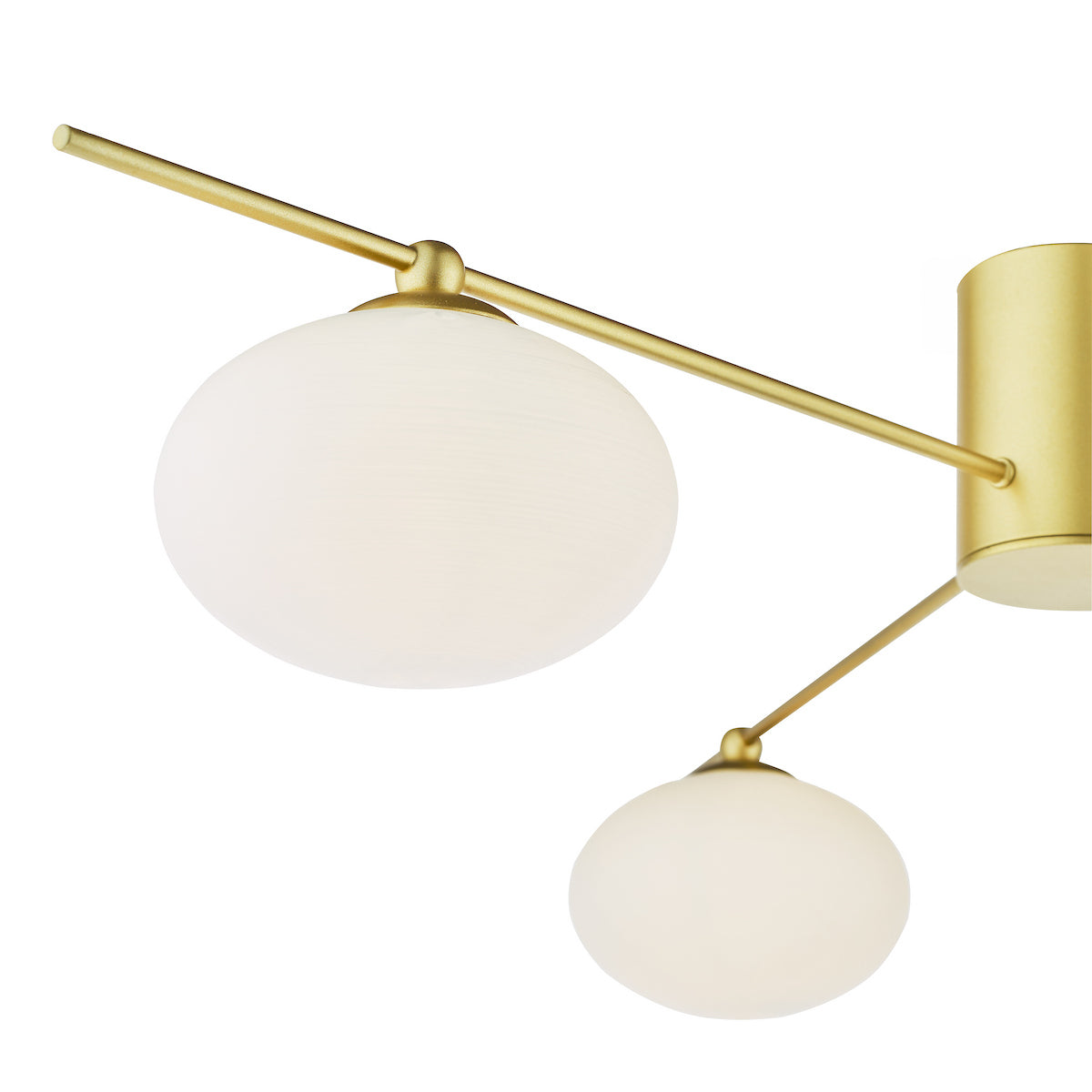 JAS Three Light Semi Flush Ceiling Light In Satin Gold With Opal Glass - ID 13463