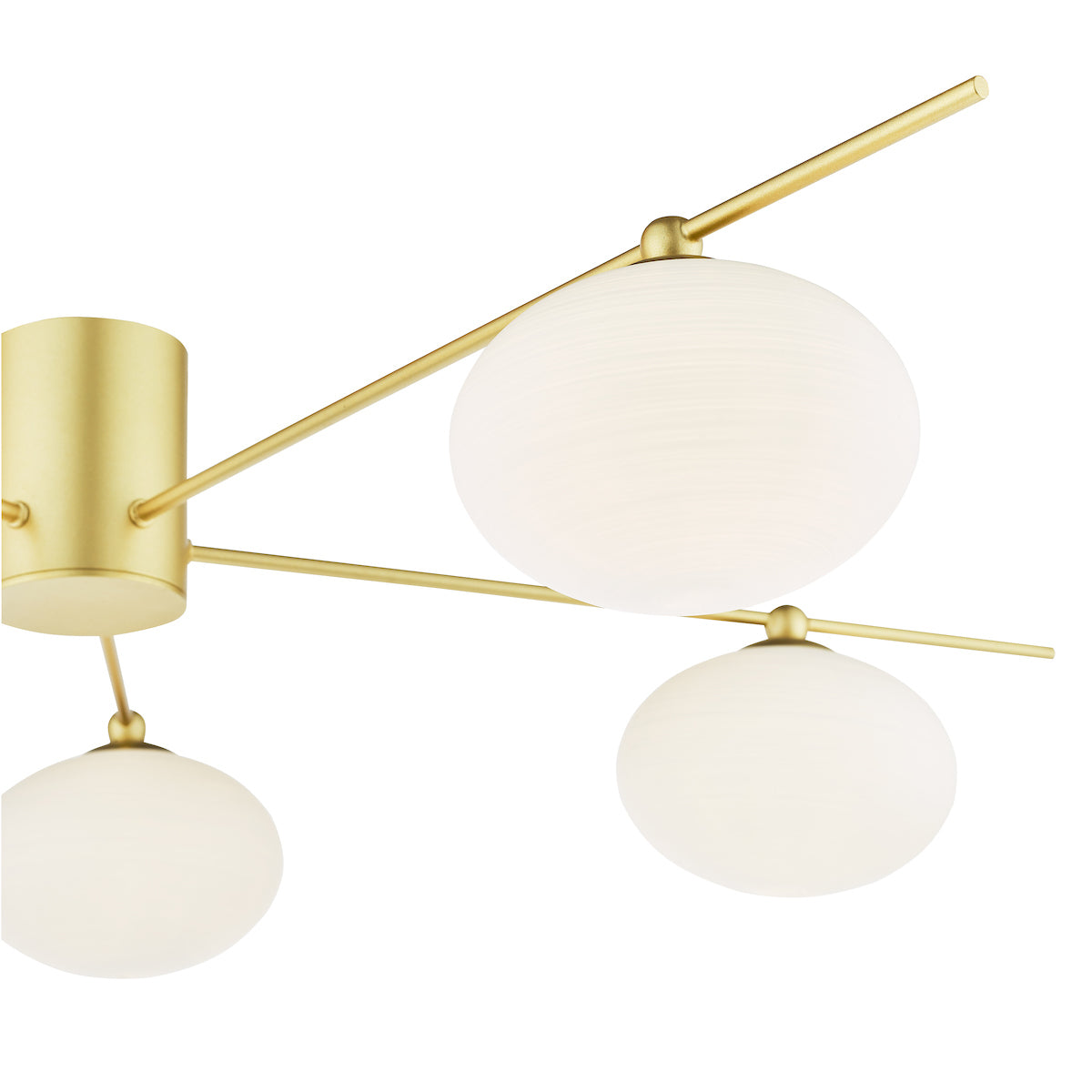 JAS Five Light Semi Flush Ceiling Light In Satin Gold With Opal Glass - ID 13462