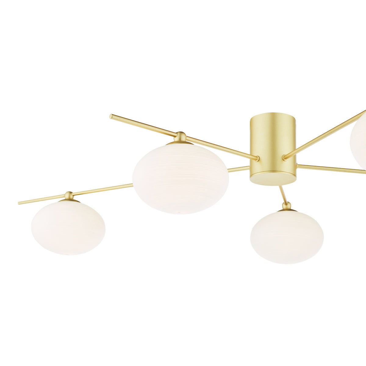 JAS Five Light Semi Flush Ceiling Light In Satin Gold With Opal Glass - ID 13462