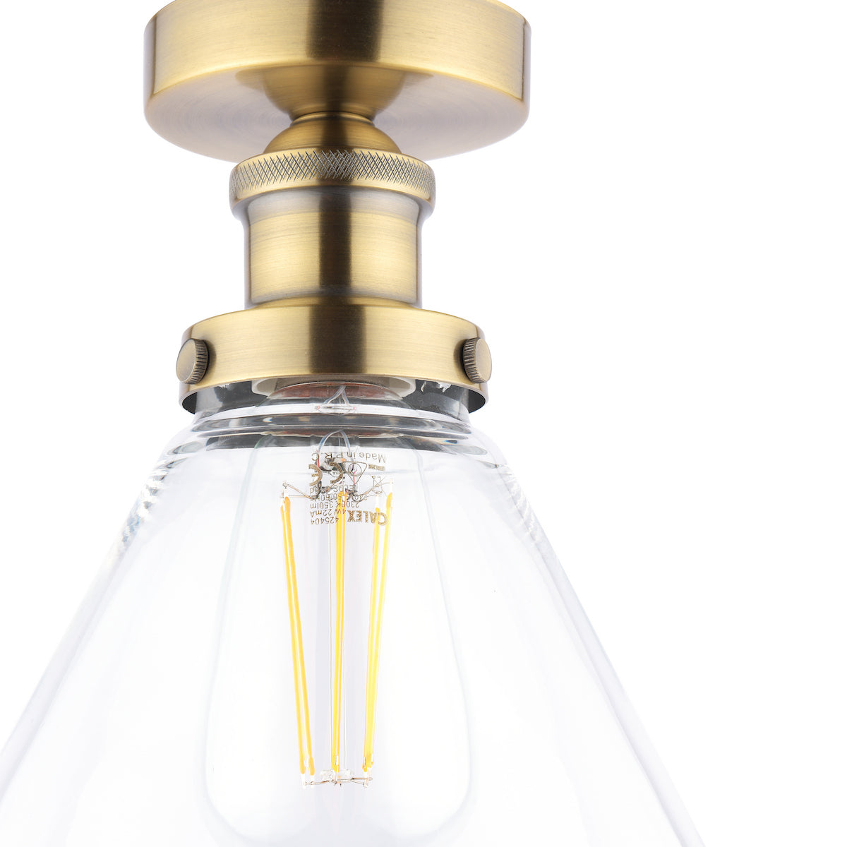 Laura Ashley - Isaac Semi-Flush Antique Brass and Glass Ceiling Light  - ID 14958