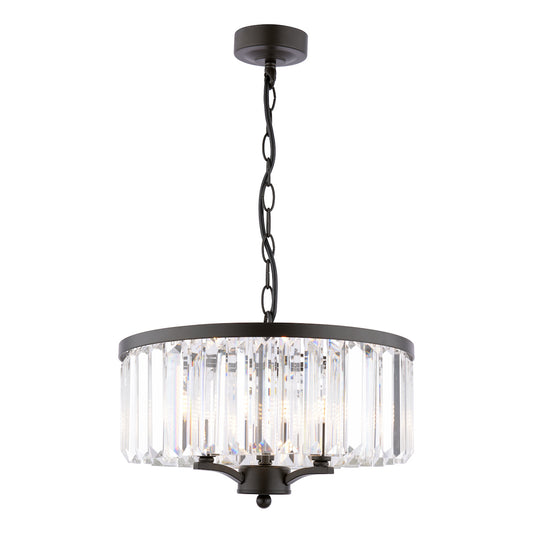 Laura Ashley - Elkwood 3 Light Pendant, Crystal and Black - ID 13636