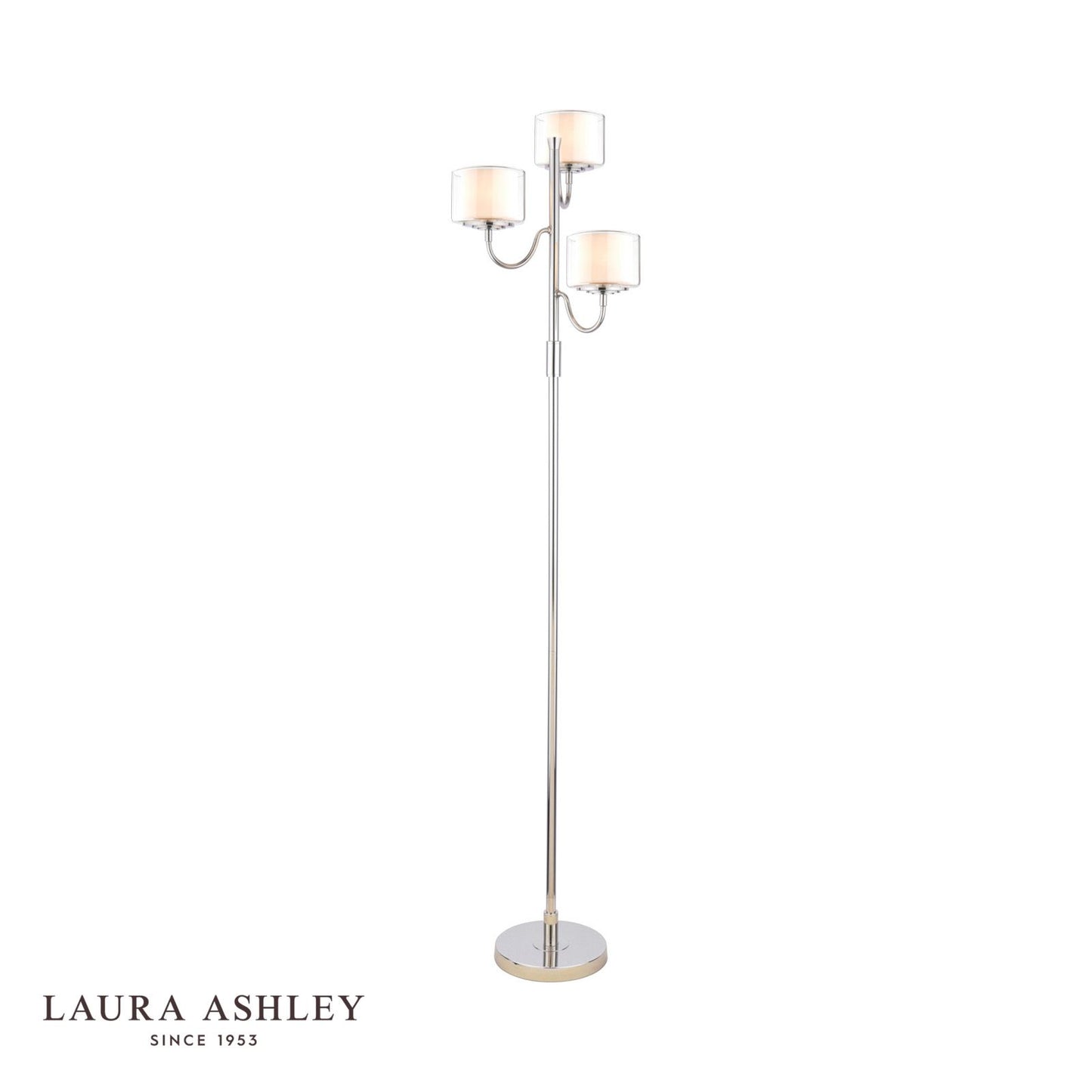 Laura Ashley Southwell 3 Light Floor Lamp Polished Nickel and Opal Glass - ID 13295