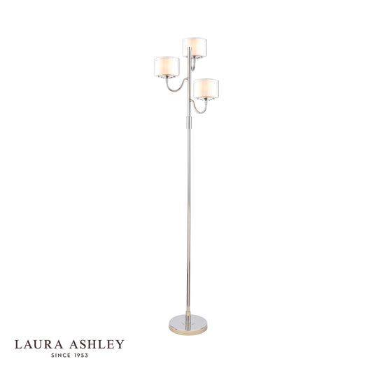 Laura Ashley Southwell 3 Light Floor Lamp Polished Nickel and Opal Glass - ID 13295