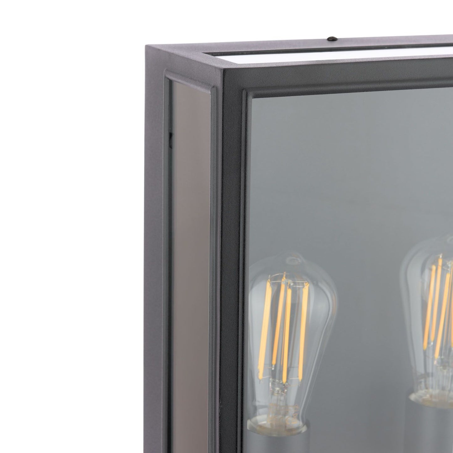 Large Matt Black and Glass 2 Lamp Outdoor Wall Light - ID 14851