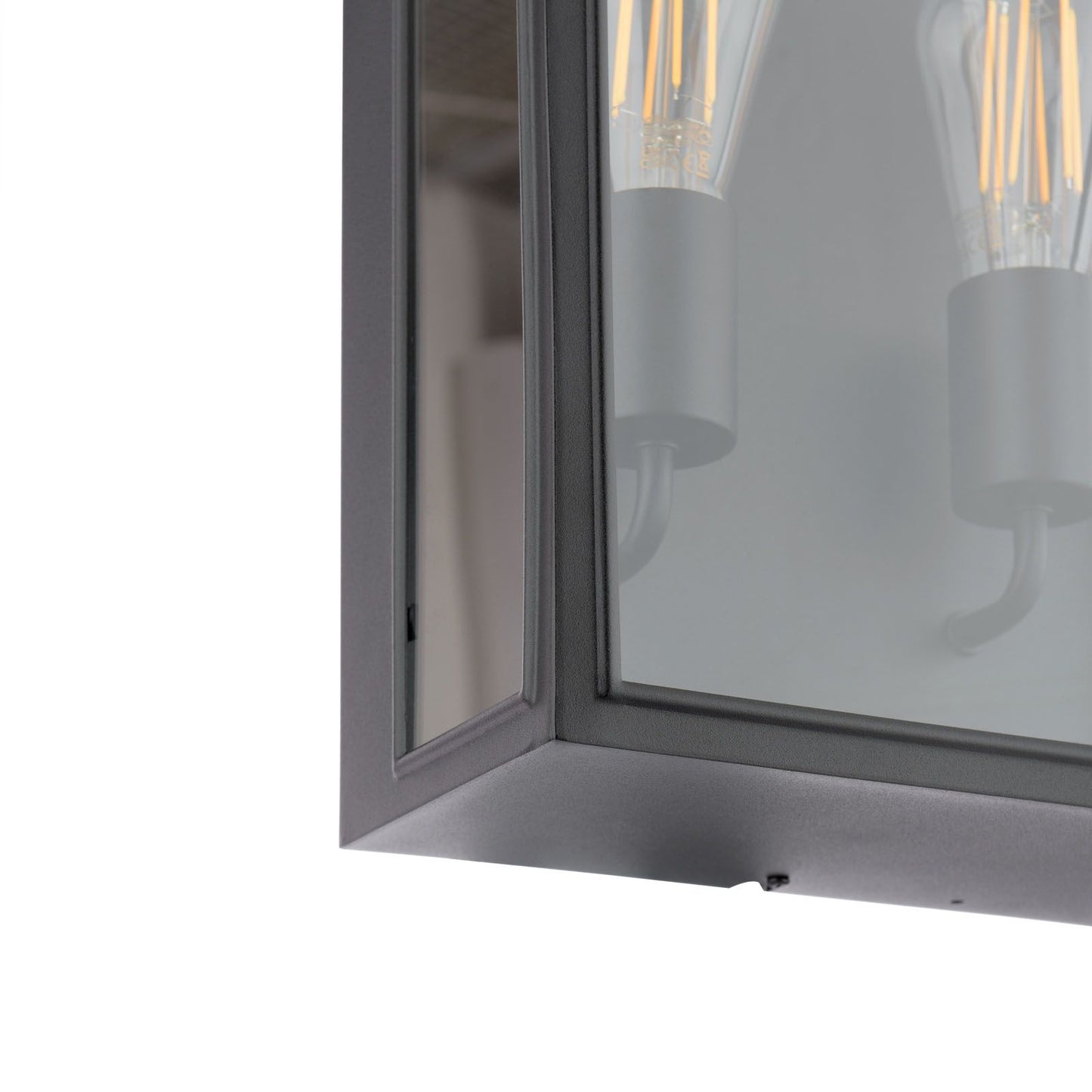 Large Matt Black and Glass 2 Lamp Outdoor Wall Light - ID 14851