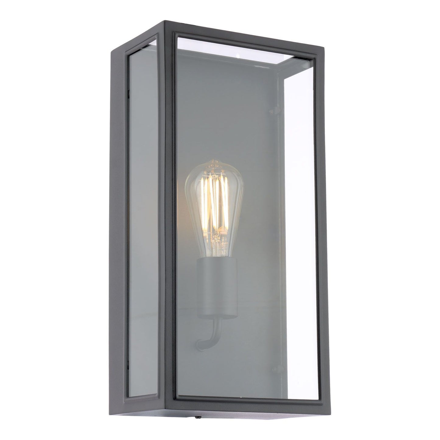 Medium Matt Black and Glass 1 Lamp Outdoor Wall Light - ID 14852