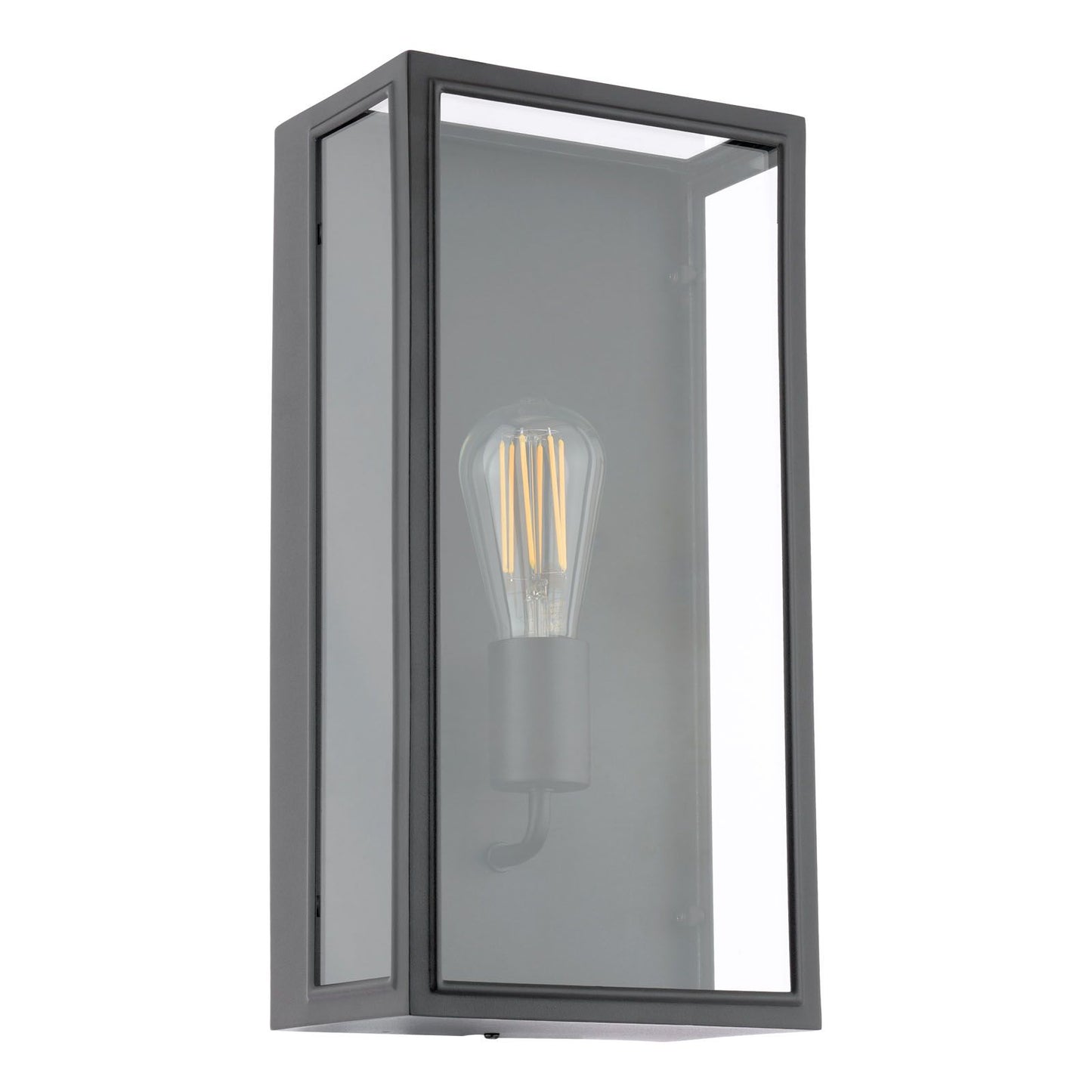 Medium Matt Black and Glass 1 Lamp Outdoor Wall Light - ID 14852