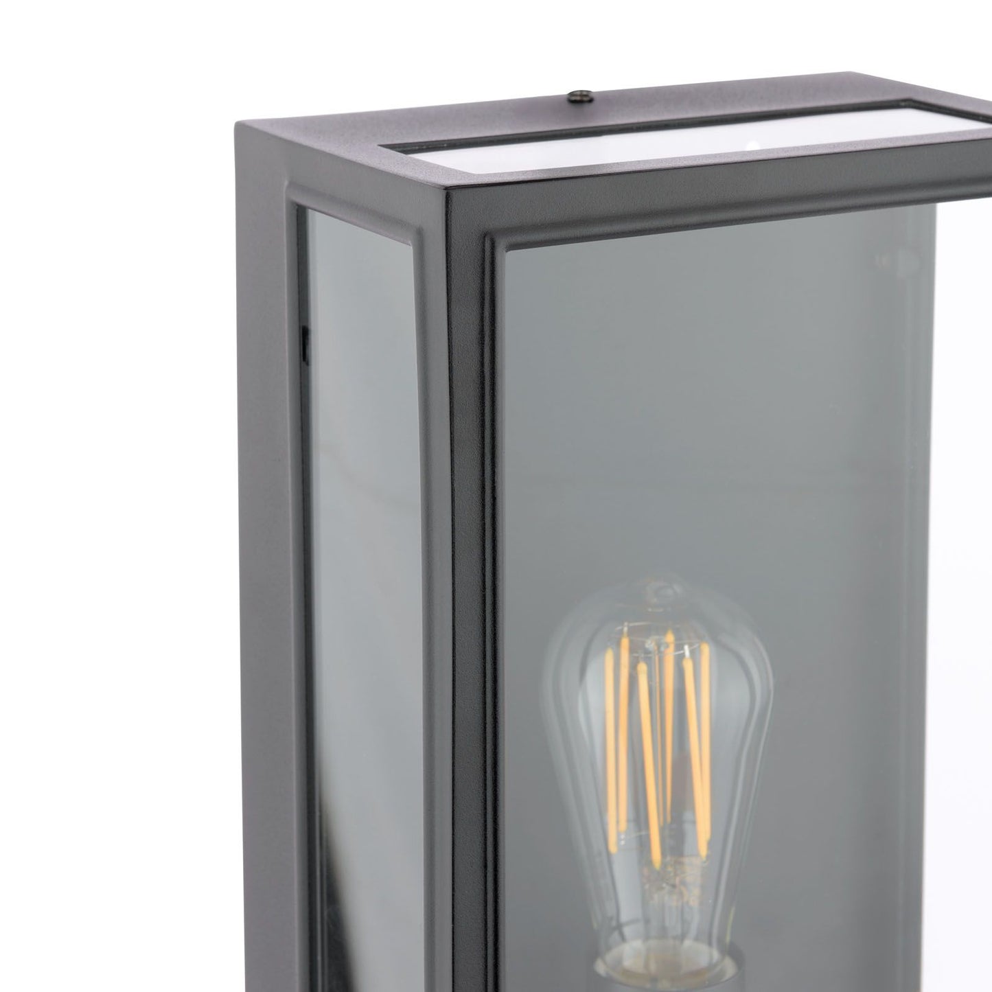 Medium Matt Black and Glass 1 Lamp Outdoor Wall Light - ID 14852
