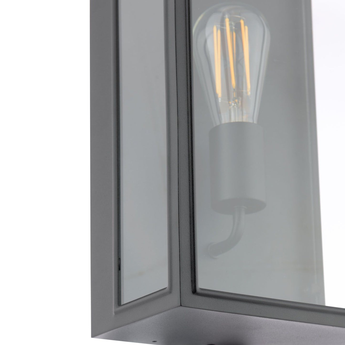 Medium Matt Black and Glass 1 Lamp Outdoor Wall Light - ID 14852