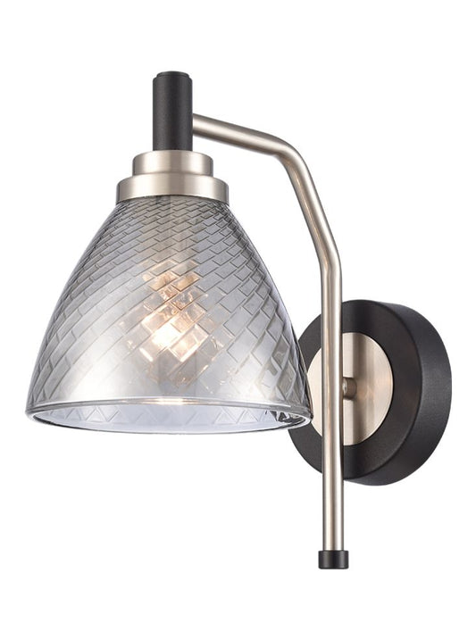 MET Matt Black & Satin Nickel Wall Light With Smoked Glass - ID 13289