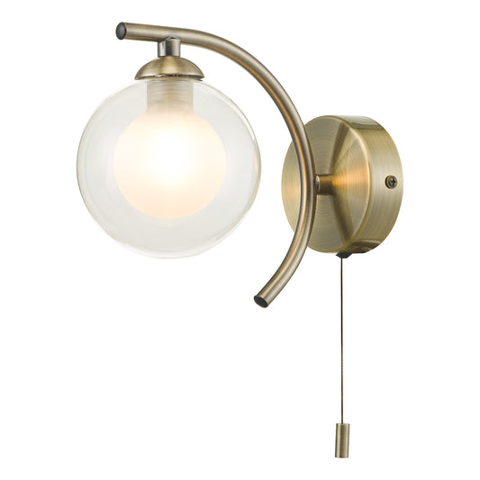 NAK Antique Brass Wall Light With Clear & Opal Glass - ID 13456