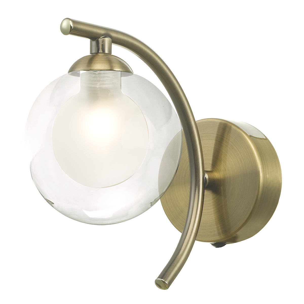 NAK Antique Brass Wall Light With Clear & Opal Glass - ID 13456