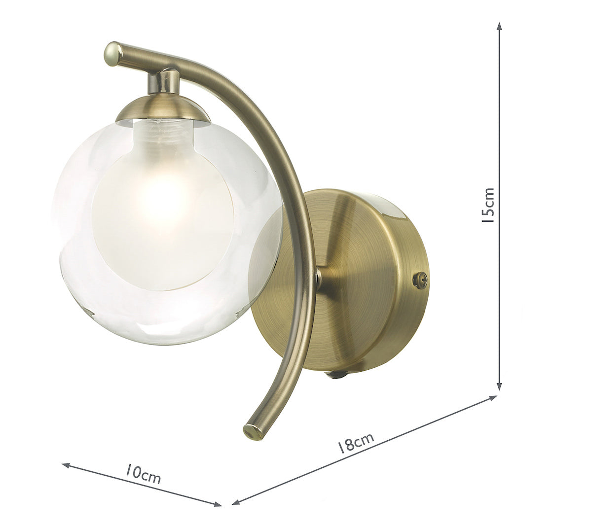 NAK Antique Brass Wall Light With Clear & Opal Glass - ID 13456