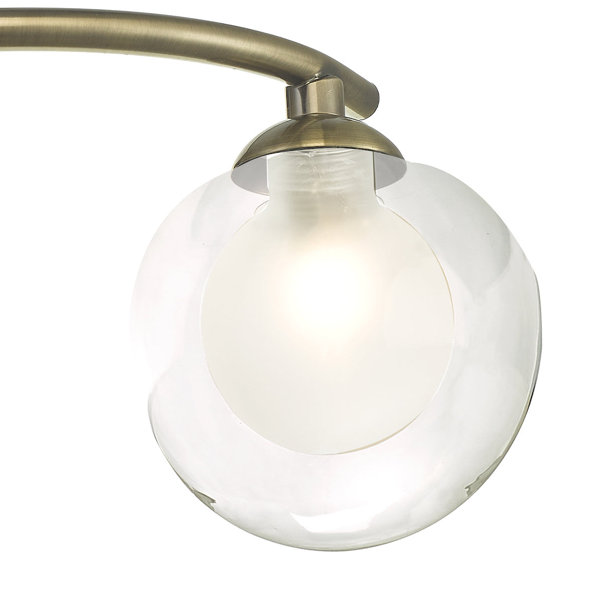 NAK 3 Antique Brass Semi-Flush With Clear & Opal Glass - ID 13454