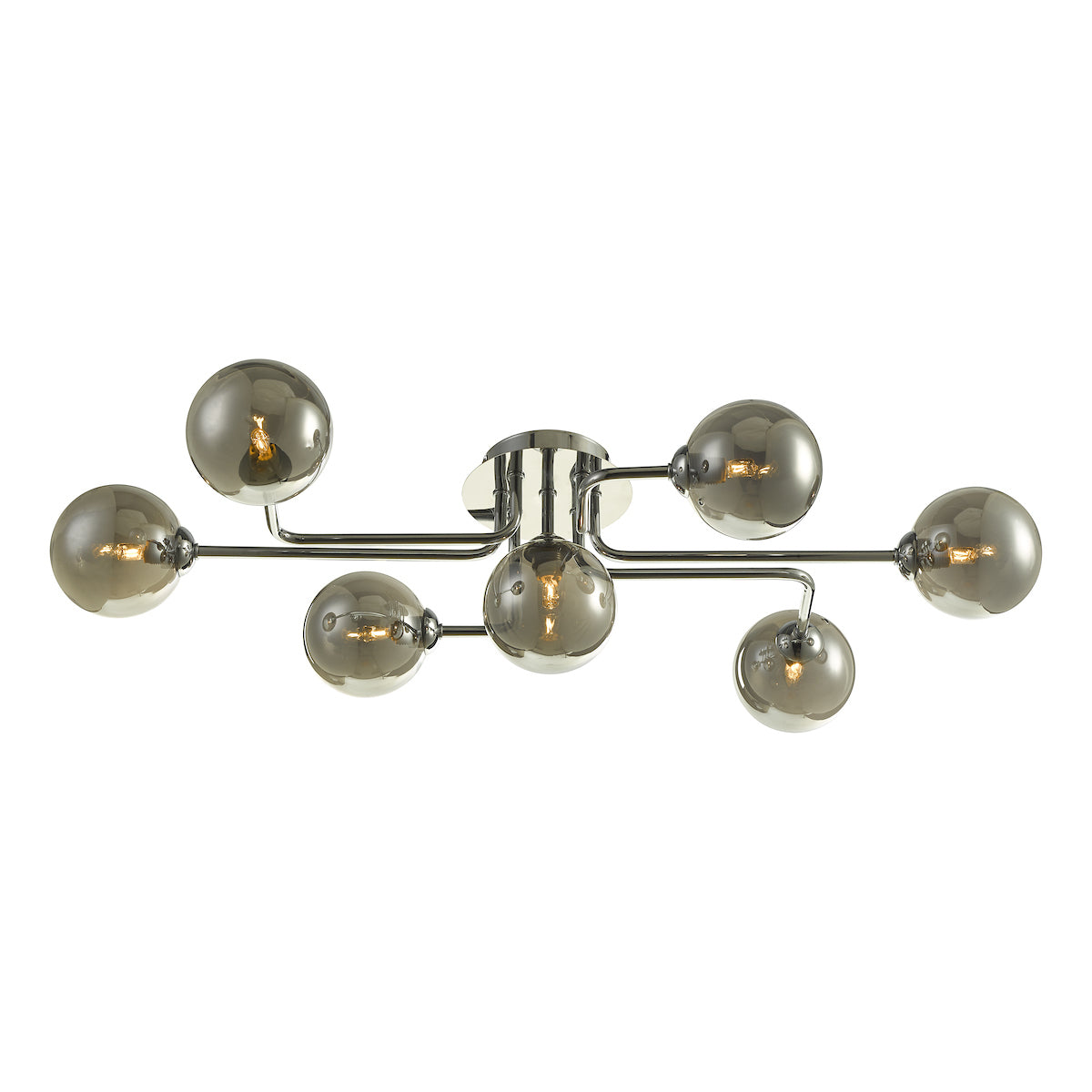 REY 7 Light Polished Chrome With Smoked Glass Semi-Flush - ID 13453