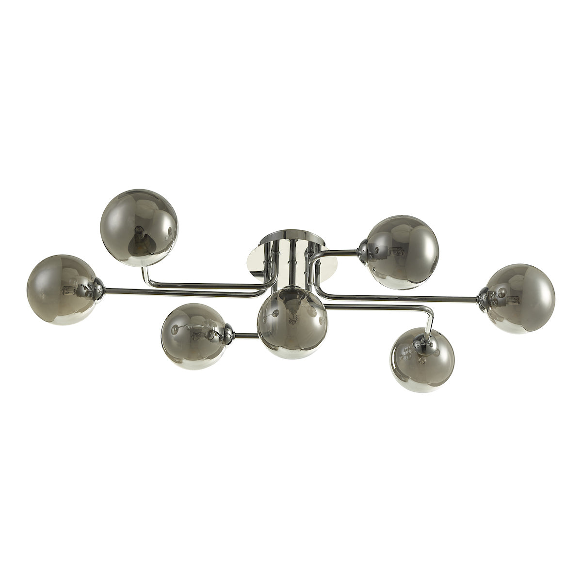 REY 7 Light Polished Chrome With Smoked Glass Semi-Flush - ID 13453