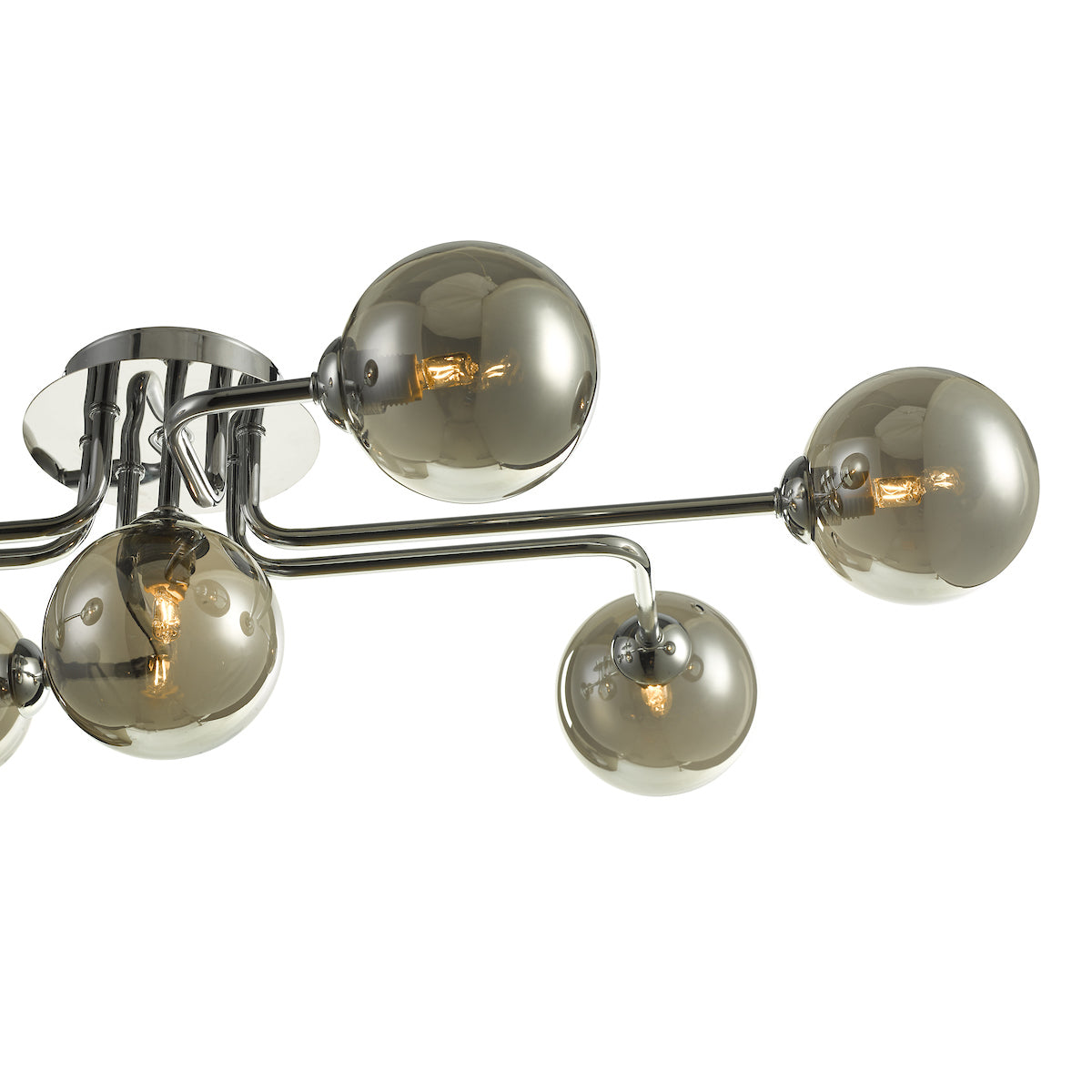 REY 7 Light Polished Chrome With Smoked Glass Semi-Flush - ID 13453