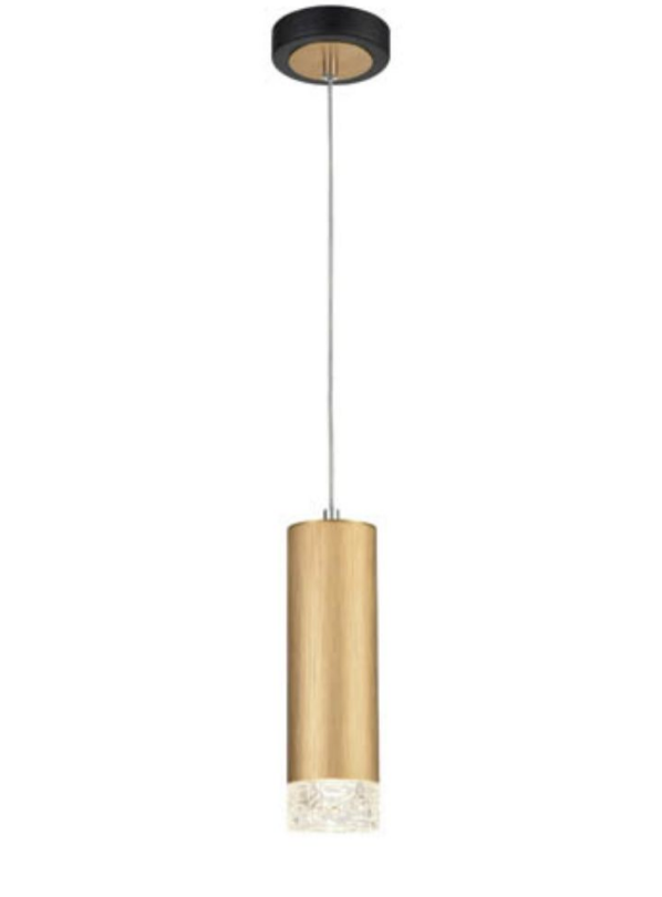 Stepton Brushed Satin Gold & Textured Glass 1 Light Single Pendant - ID 10635 - BOXED CLEARANCE MODEL