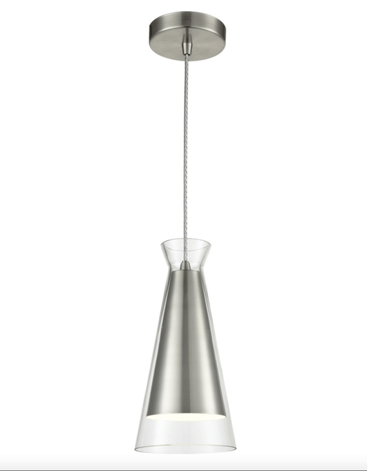 Balintore Satin Nickel and Clear Glass Single Pendant - ID 6827 - EX-DISPLAY