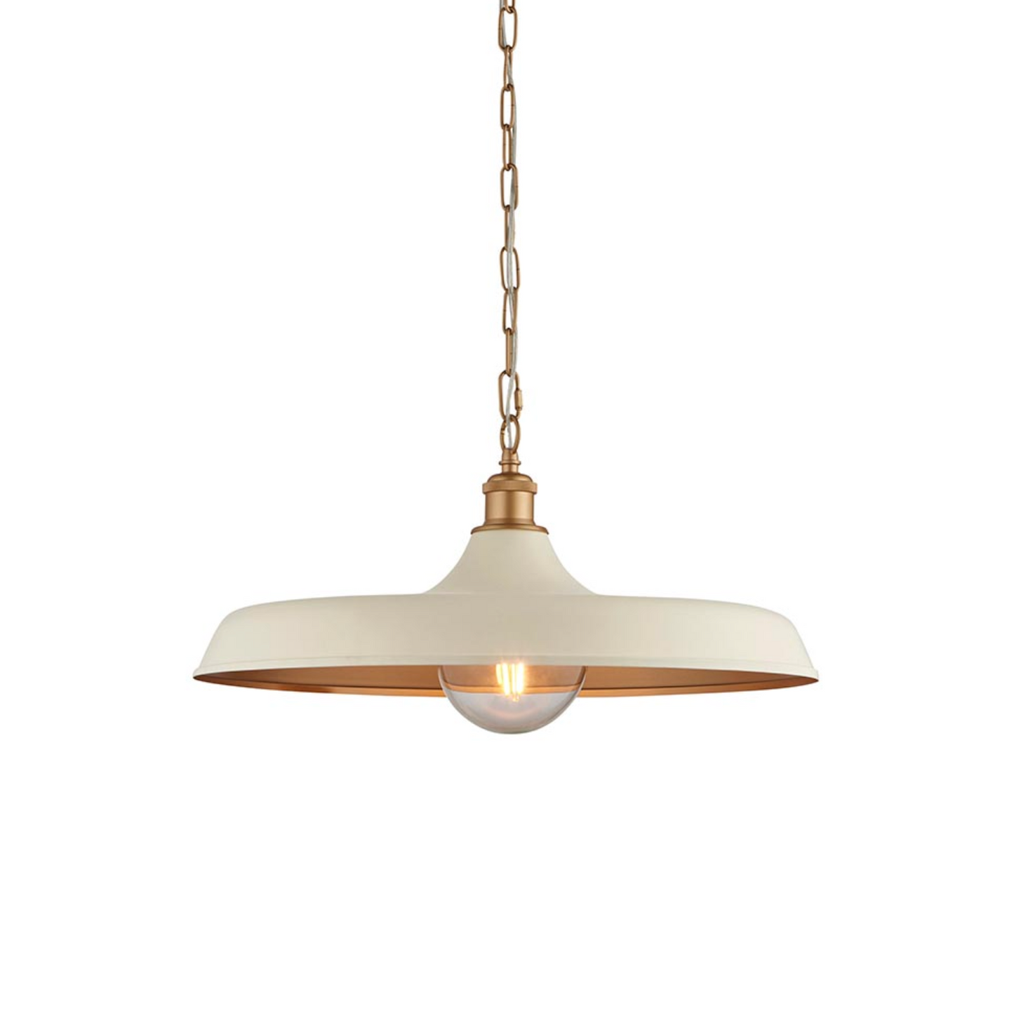 Mid-Century Pendant, Matt Warm White and Satin Gold  - ID 12520