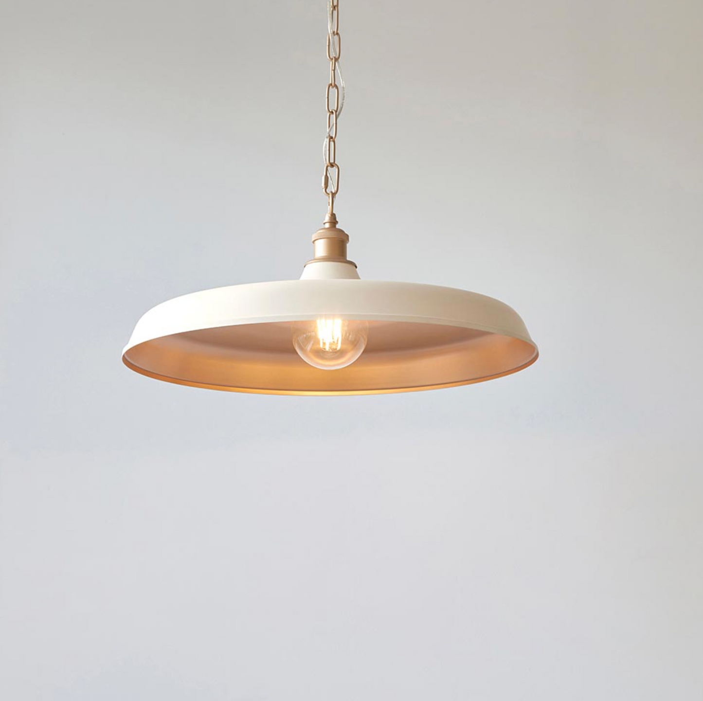 Mid-Century Pendant, Matt Warm White and Satin Gold  - ID 12520