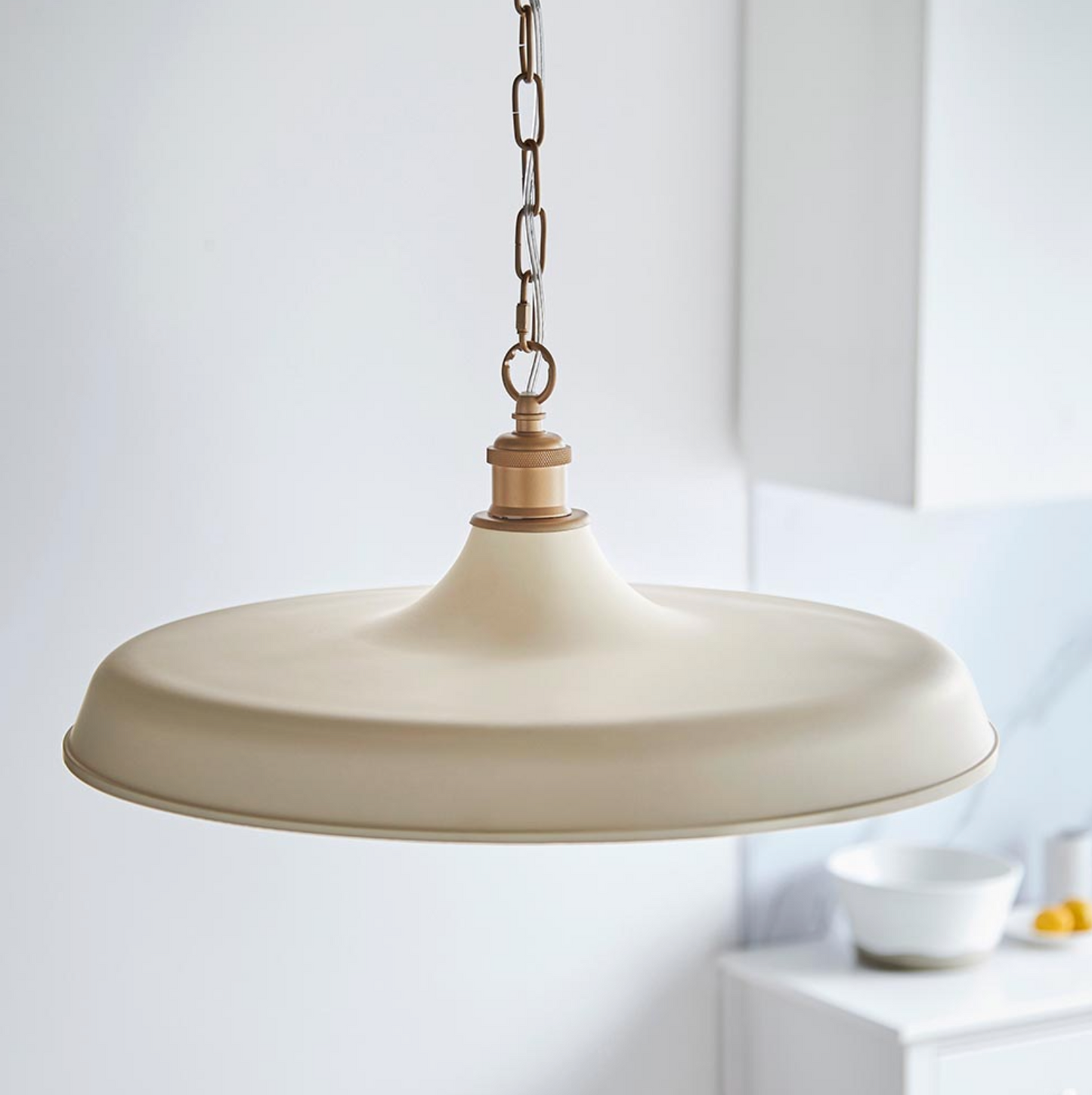 Mid-Century Pendant, Matt Warm White and Satin Gold  - ID 12520