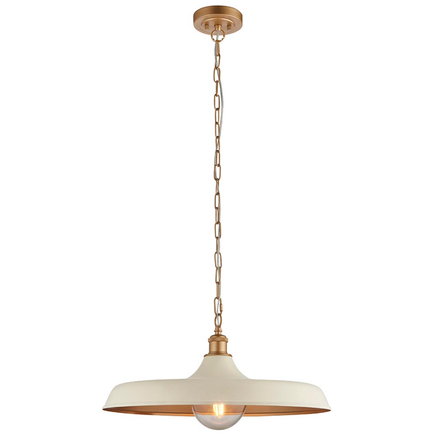 Mid-Century Pendant, Matt Warm White and Satin Gold  - ID 12520