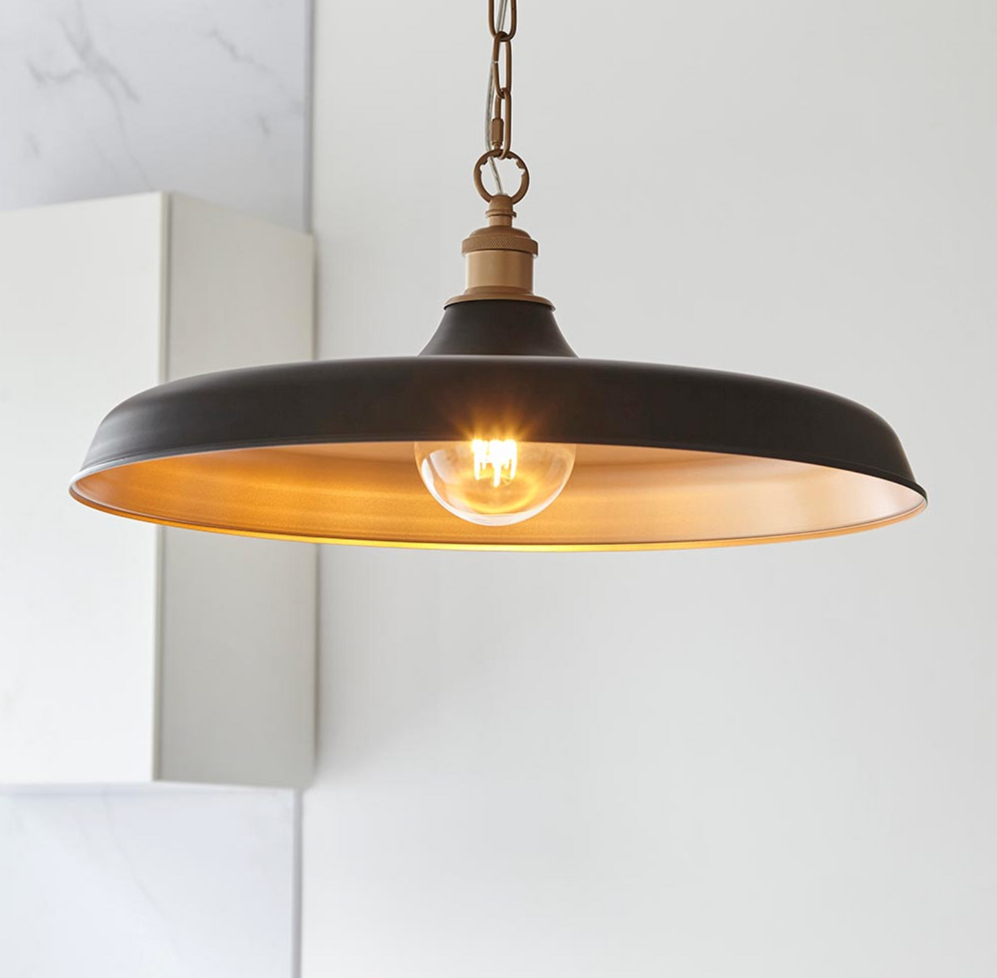 Mid-Century Pendant, Matt Black and Satin Gold  - ID 12521