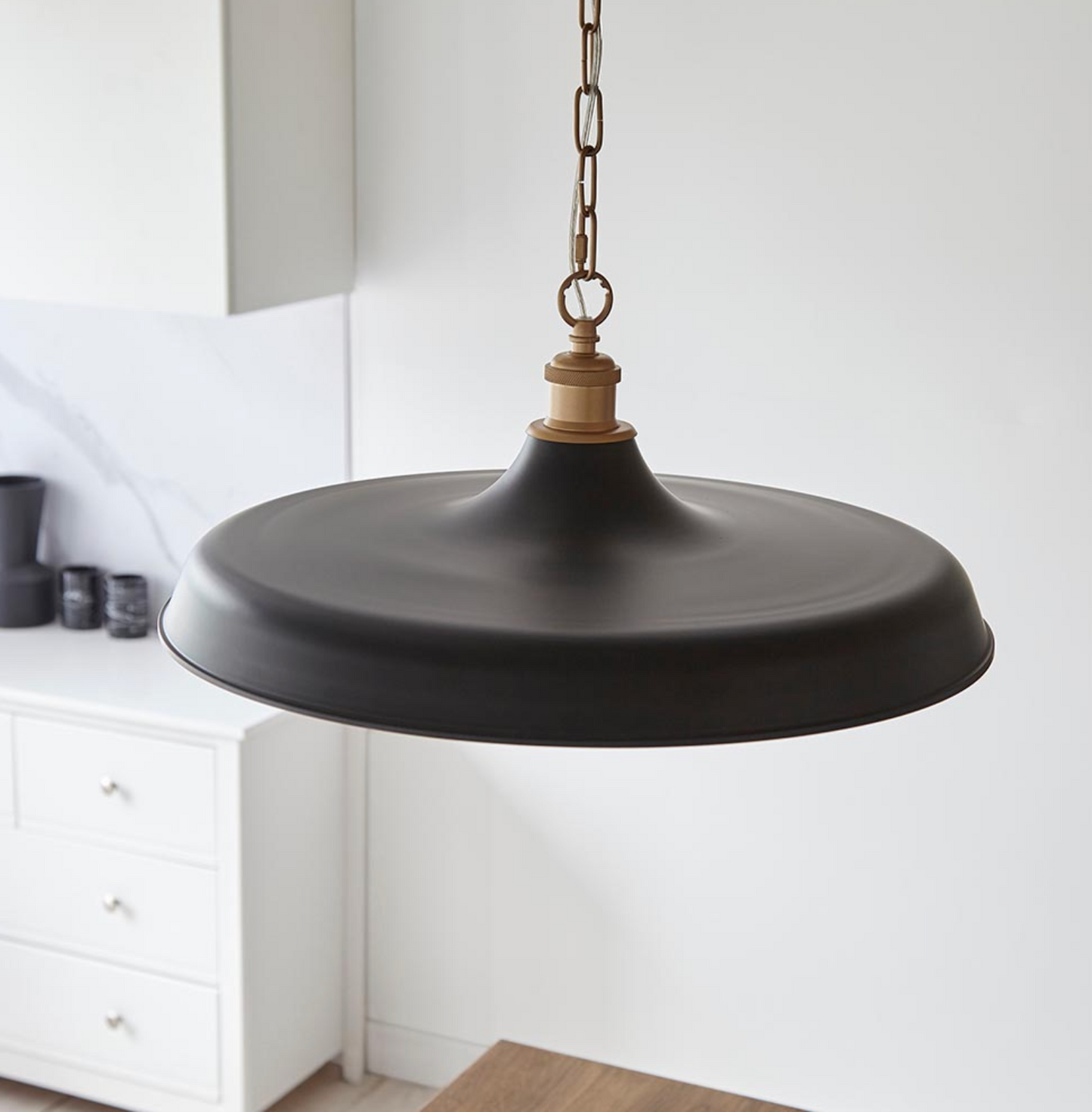 Mid-Century Pendant, Matt Black and Satin Gold  - ID 12521