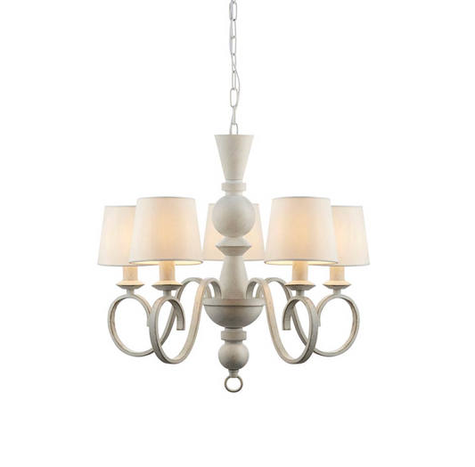 Distressed White 5 Light Pendant - ID 12522