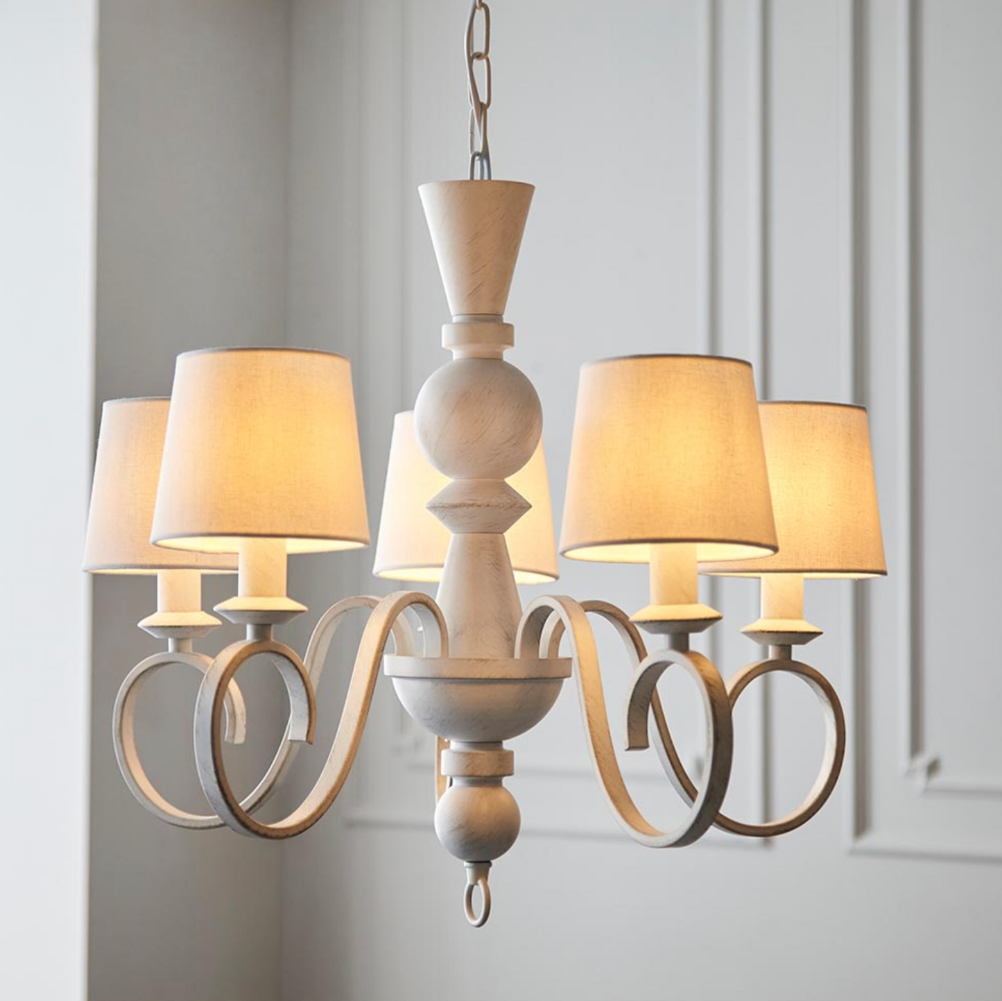 Distressed White 5 Light Pendant - ID 12522