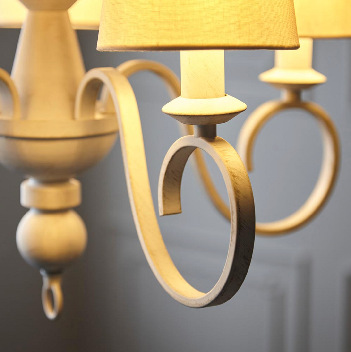 Distressed White 5 Light Pendant - ID 12522