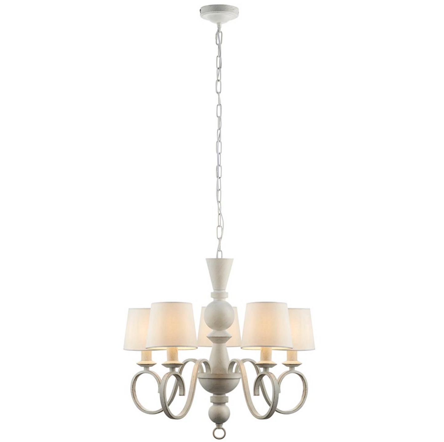 Distressed White 5 Light Pendant - ID 12522