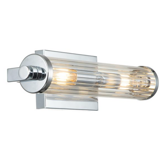 AZO Vintage Industrial Inspired Polished Chrome 2 Lamp Bathroom Wall Light - ID 12563