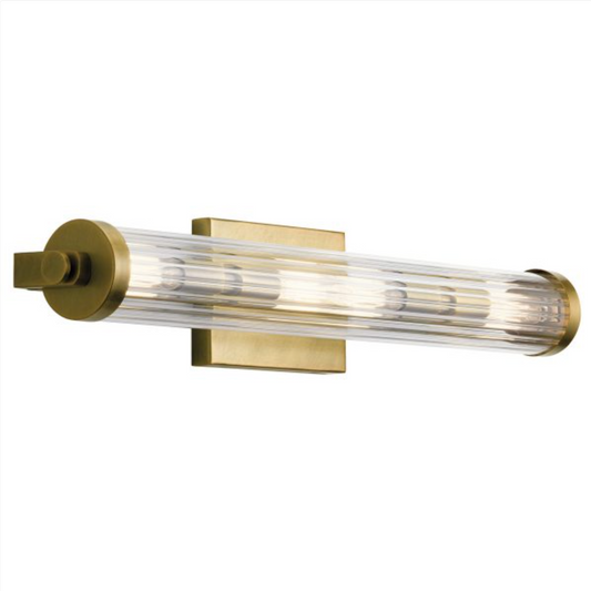AZO Vintage Industrial Inspired Natural Brass 4 Lamp Bathroom Wall Light - ID 12562