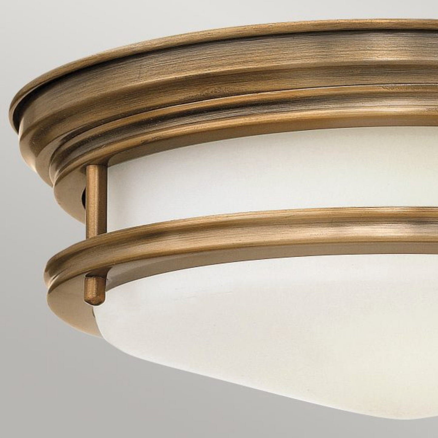HAD Brushed Bronze & Opal Glass Two Lamp Semi Flush IP44 Ceiling Light - 12572