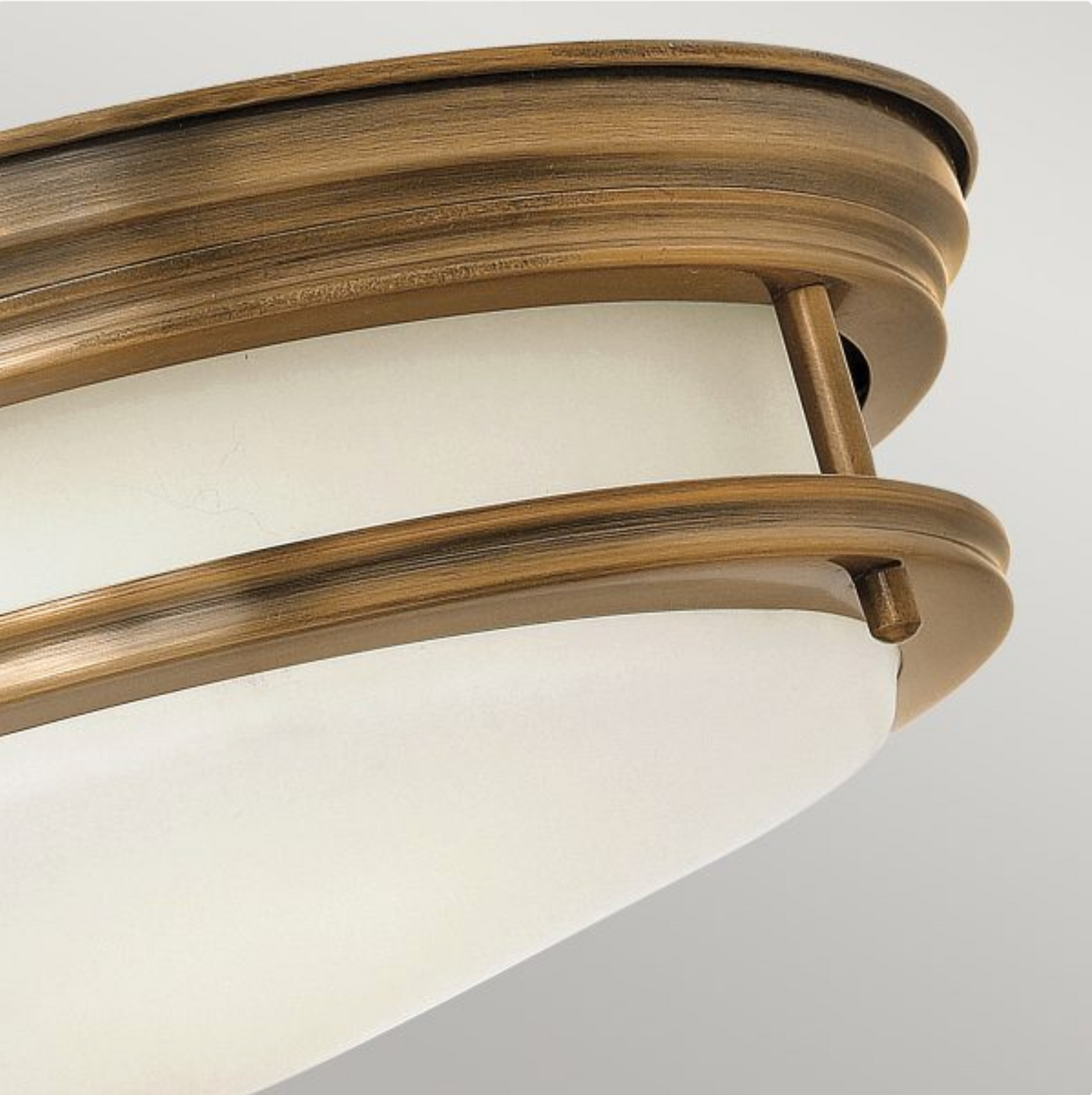 HAD Brushed Bronze & Opal Glass Two Lamp Semi Flush IP44 Ceiling Light - 12572