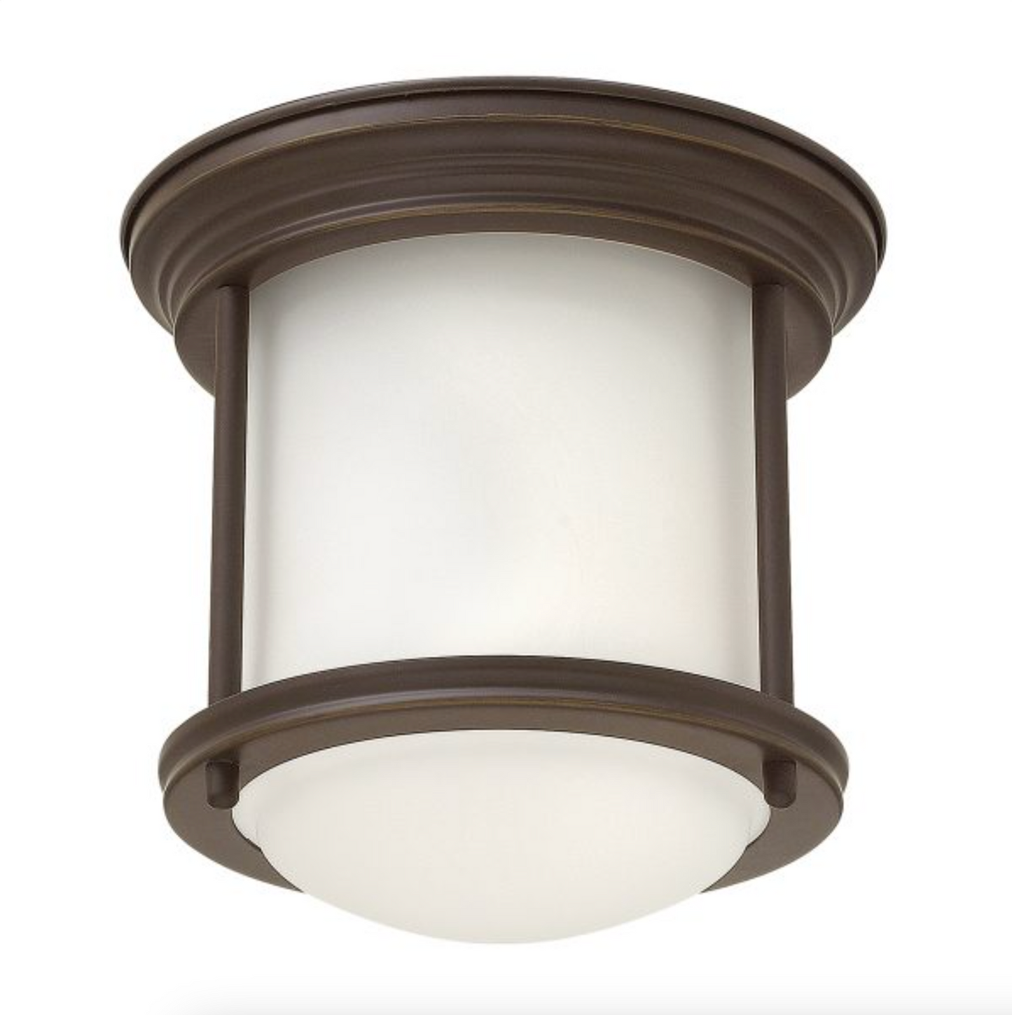 HAD Oil Rubbed Bronze & Opal Glass One Lamp Semi Flush IP44 Ceiling Light - 12575